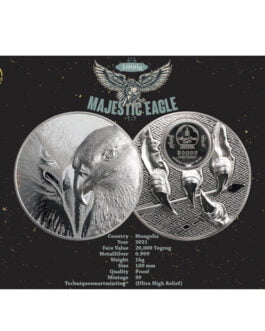 2021 1 Kilo Proof Mongolia Silver Majestic Eagle Coin (Box + CoA)
