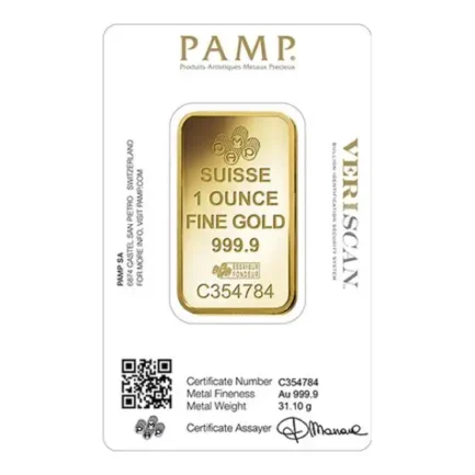 1 oz Pamp Suisse Lady Fortuna Gold Bar – In Assay