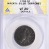 1793 Wreath Cent S-11B ANACS VF-20 Details