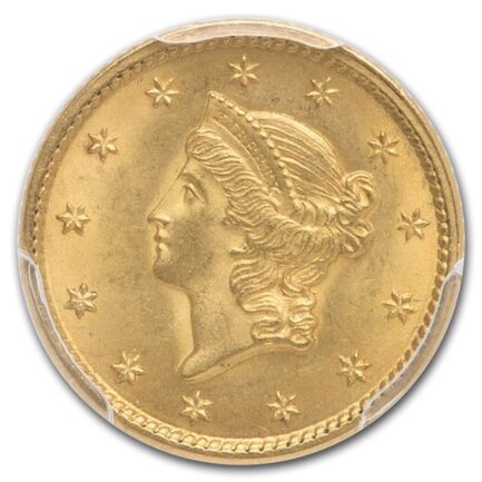 $1 1849 Liberty Head Gold Open Wreath MS-65 PCGS