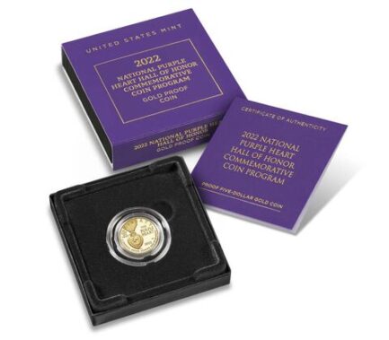National Purple Heart Hall of Honor 2022 Proof Five-Dollar Gold Coin