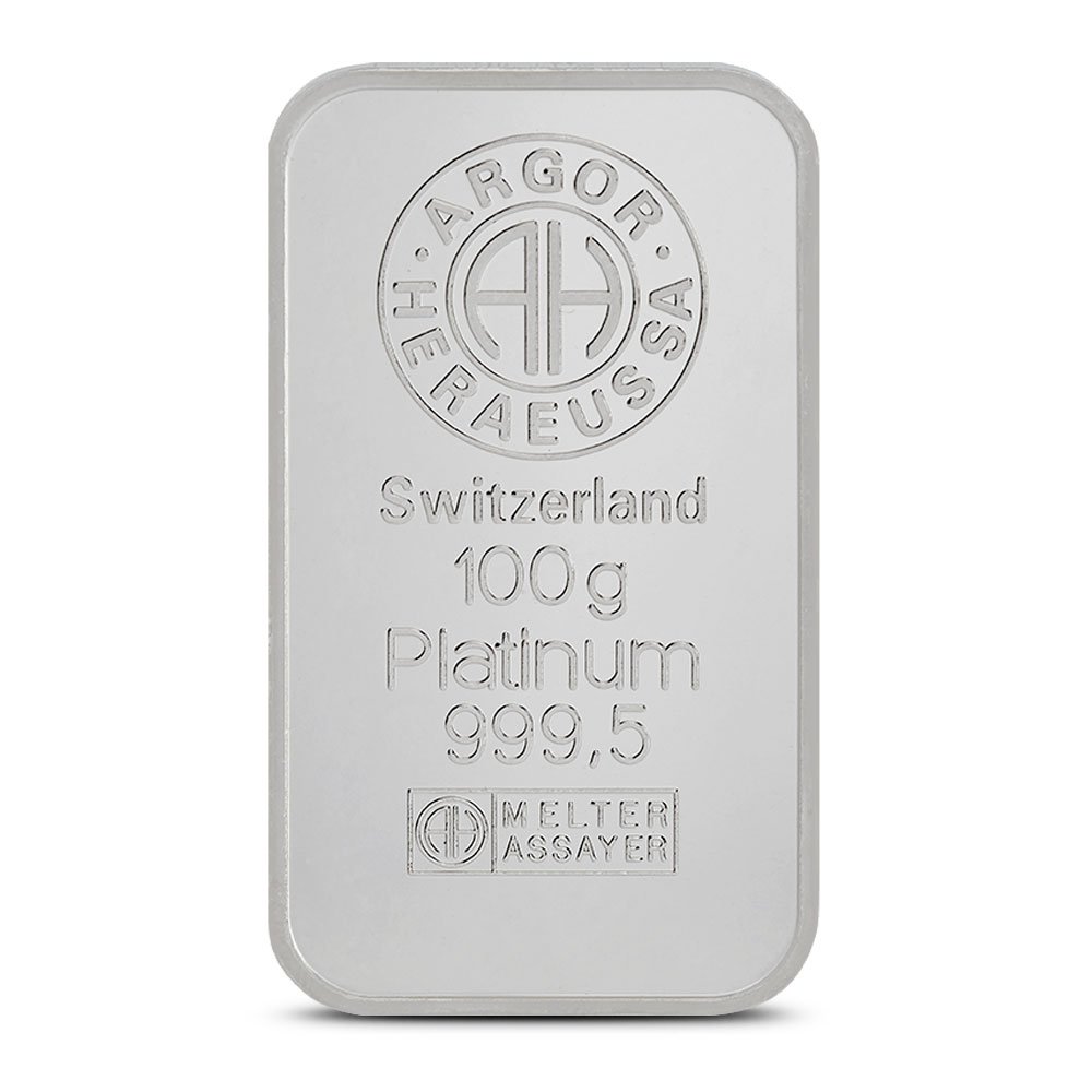 100 Gram Argor Heraeus Platinum Bar