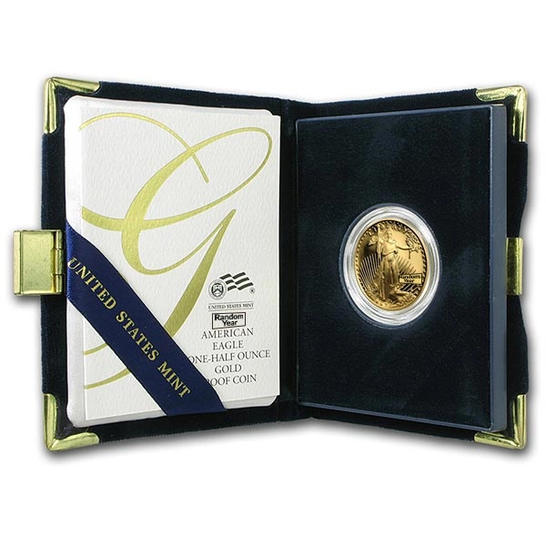 1/2 oz Proof American Gold Eagle Coin (Random Years)